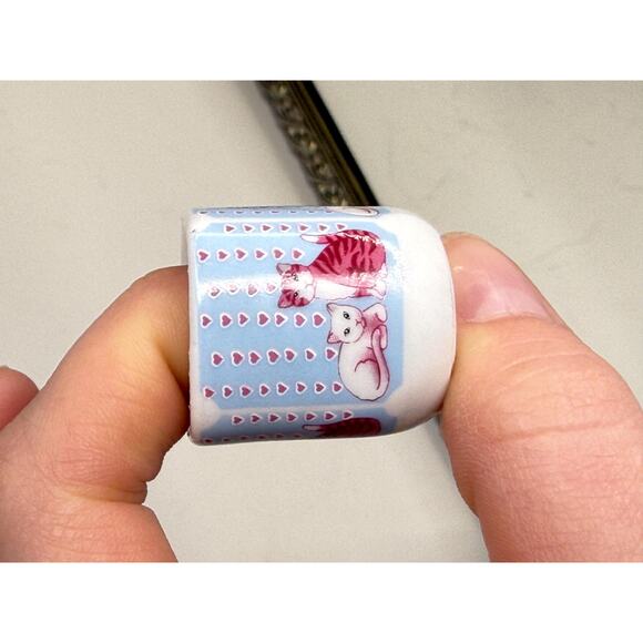 Vintage miniature candle holder Blue and Pink Kitty Cats Design West Germany - Picture 4 of 10